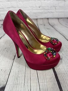 Tacones Gardenia negros rosa oscuro adornados con joyas para mujer talla 5 - Imagen 1 de 8
