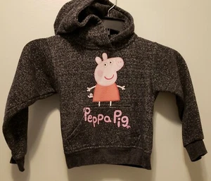 Peppa Pig Girls Hooded Gray Sweatshirt w/ Front Pocket Jon Lauren Apparel Small - Picture 1 of 7