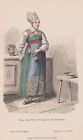 Costume Suède Femme Gravure Bois Original Nordenberg 1890