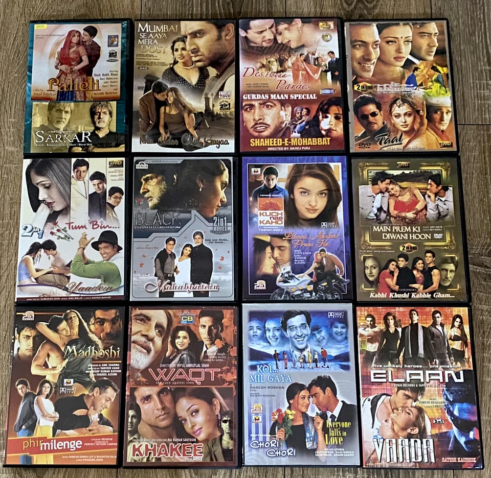 BOLLYWOOD JOBLOT  12 COMBO DVDS -1999 To 2005 Top Movis. - Image 1 of 2