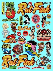 CLEAR VINYL Sticker Sheet 105 RAT FINK Decal 1/24-1/16 Scale DIE CUT PEEL - Picture 1 of 8