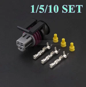 3 Pin/Way Delphi GT150 Automotive Oil Pressure Sensor Female Connector Plug Kit - Picture 1 of 3