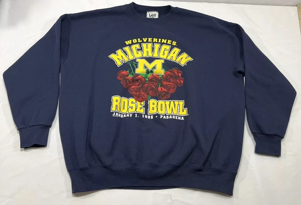 Sudadera de fútbol americano vintage años 90 para hombre XXL 1998 Rose Bowl Universidad de Michigan EE. UU. Foto 1 de 4