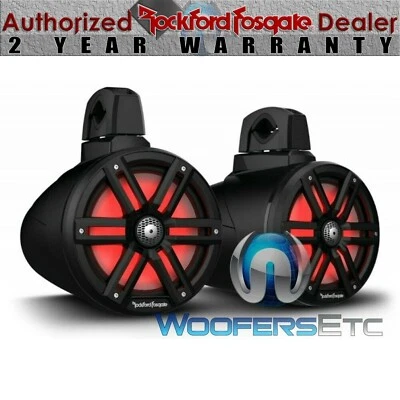 ROCKFORD FOSGATE M2WL-8B BLACK 8" MARINE 1000W BOAT WAKEBOARD TOWER SPEAKERS NEW