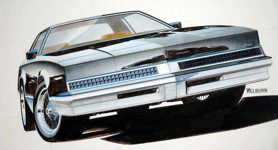 Ed Wilburn GM studio art Oldsmobile Cutlass Illustration  10 x 19 Giclee print - Image 1 of 1