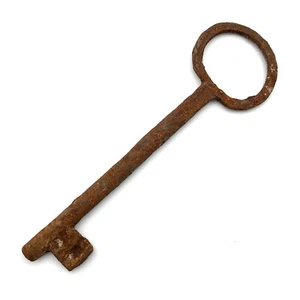 One LARGE Vintage Skeleton Key Old Rusty Iron Antique Prison Jail Cell Key LK01 - Picture 1 of 2