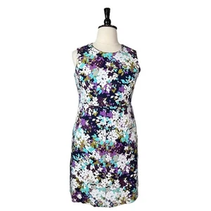 Lands’ End Dress Sheath Ponte Knit Sleeveless Pockets Floral Women’s Size 16W - Picture 1 of 11