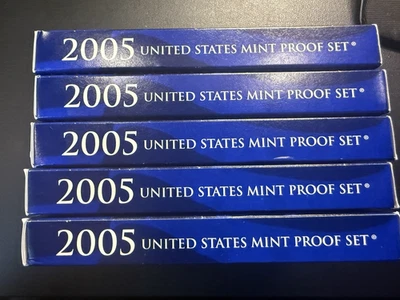 Five - 2005 Clad Proof Sets U.S. Mint Original Government Packaging OGP COA - Image 1 of 4