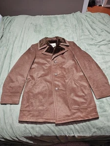 Abrigo Stratojac de Colección para Hombres 42L Marrón Imitación Gamuza Piel de Oveja Piel de Oveja Años 70 EE. UU. - Imagen 1 de 4