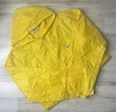 Vintage 80s The Fox JC Penney Yellow Pullover Windbreaker Nylon Hoodie Sz: S EUC - Image 1 of 4