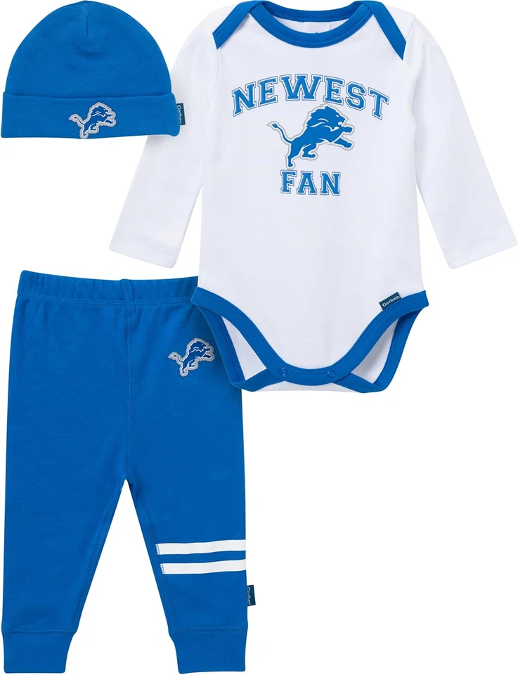 Gerber NFL Baby-Boys 3-Piece Onesie Bodysuit Active Pant and Cap Set