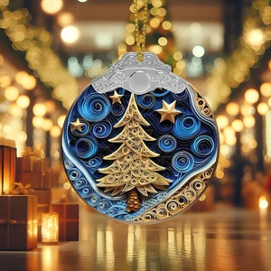 Ornamento Albero Finto Vetro Colorato - Decorazione Natalizia Acrilica 4" Regalo 2025 - Foto 1 di 7