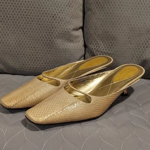 Liz Claiborne Mule Kitten Heel PRINCETON Square Toe Womens 8.5 M Faux Snakeskin - Picture 1 of 19