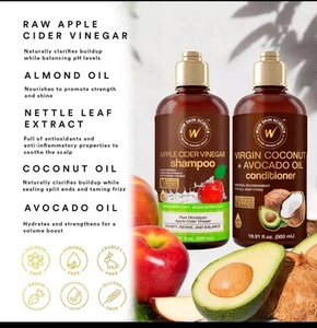 WOW Skin Science Apple Cider Vinegar Shampoo & Conditioner Duo 16.9 oz - Picture 1 of 7