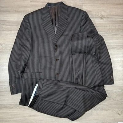 Canali Men's Brown 100% Virgin Wool 2 Piece Suit Made In Italy Striped Size 50L - Image 1 of 4