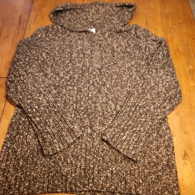 Suéter para mujer Cabelas talla 2XL marrón 3 botones manga larga tejido con cable con capucha  Foto 1 de 4