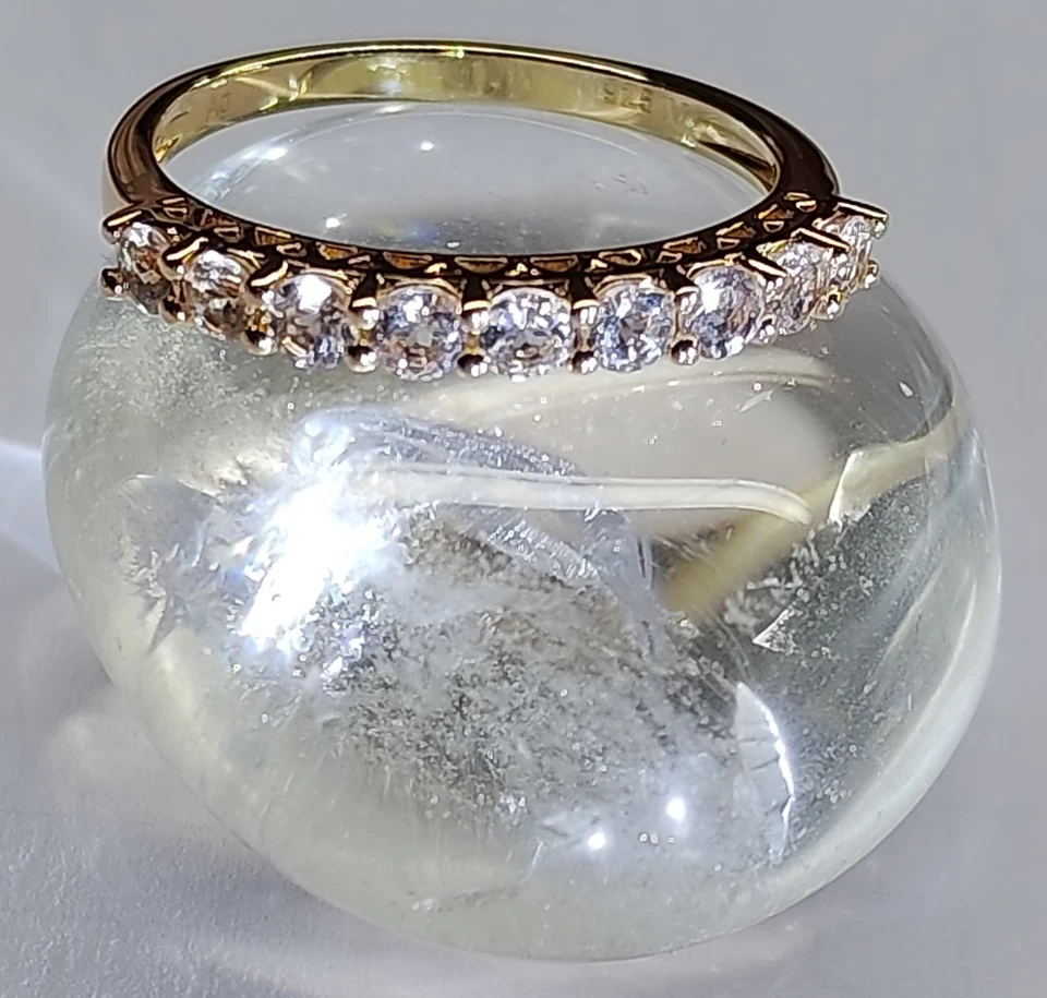 MORGANIT RING GR.21 (ca.66) 925/- SILBER Vergoldet ,9 STEINE 3mm rund - Bild 1 von 4