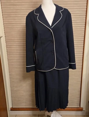 Jonathan Martin Studio Mujer Traje de Verano Azul Marino, Talla 6, Linda Falda Plisada! Foto 1 de 2