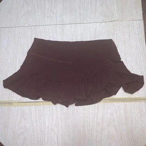 VTG Cute Guess Tiered BROWN Super Mini Ruffle Y2K Skirt Women's Size XS - Picture 1 of 13