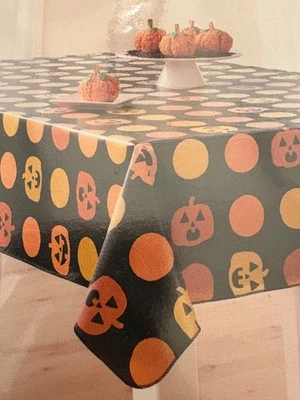 NEW Halloween ORANGE PUMPKINS 52" x 70" Rectangle TABLECLOTH - NEW AND SEALED - Image 1 of 4