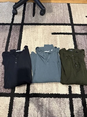 Vince & Theory Lote Manga Larga Henley Mediano Hombre’s Azul Negro Verde Foto 1 de 4