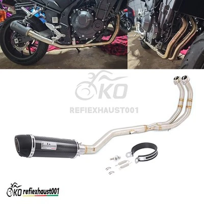 For Honda CBR500R CB500X CB500F 2013-2024 Header Link Pipe Exhaust Black Muffler - Image 1 of 4