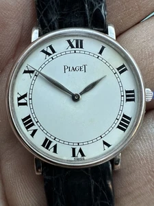 Impresionante Reloj Piaget Oro Blanco 18ct Cuerda Manual 31mm Esfera Romana ¡Mira! - Imagen 1 de 9