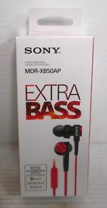 Sony MDR-XB50P Red Headphones Extra Bass In-line Remote Control