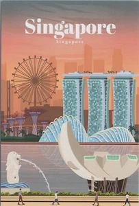 Nuove carte immagine di viaggio MR ALE 2023~4x6"-Singapore Skyline People Ferris W. B1680 - Foto 1 di 3
