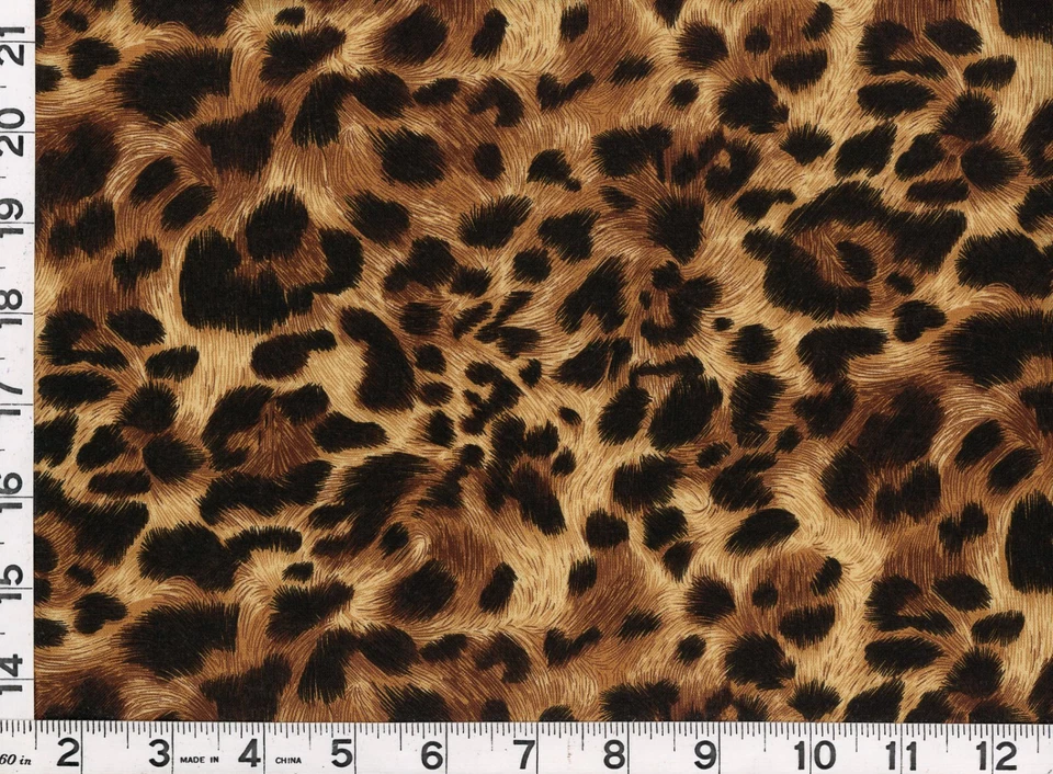 MDG Big Black Brown Tan Leopard Quilting & Sewing Fabric by the Yard #899