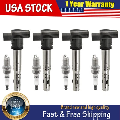 4 x Ignition Coils & 4 x Iridium Spark Plugs For Audi Q3 Quattro Q5 Volkswagen - Image 1 of 4