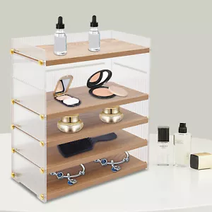 5 Tiers Clear Desktop Organizer Cabinet Desk Jewelry Drawer Display Storage Box - Picture 1 of 19