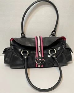 Vintage Pepe Jeans London Bucket Style Bolso Bolso Doble Asas Negro Rosa - Imagen 1 de 9