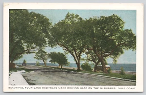 Postkarte Mississippi Golfküste Baum gesäumter Highway um 1980  - Bild 1 von 2