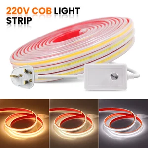 Dimmable COB LED Strip Lights 220V High Density Flex Tape Under Cabinet Lighting - Picture 1 of 15