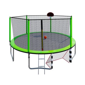 16FT Trampoline with Basketball Hoop Pump and Ladder with Soccer Goal Green - Picture 1 of 24