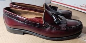 G.H. Mocasines Bass Weejuns de cuero sin cordones con borlas borgoña para hombre 10 D - Imagen 1 de 12