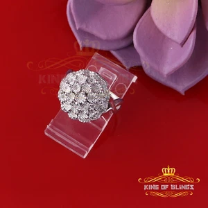 0.10CT Real Diamond 925 Sterling White Silver Womens Floral Ring Size 6.75 - Picture 1 of 11
