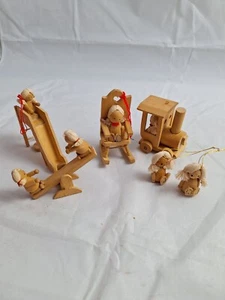 Lot: Vintage 6pc Wooden Children Ornaments Modern 1980s - Picture 1 of 6