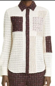 St. John Schleife Tweed Patchwork Langarmshirt, Jacke, S, $ 1595, 2021 - Bild 1 von 9