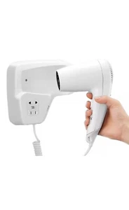 Asciugacapelli Parete Bagno 1300W Phono Bianco Muro Hotel Spogliatoio Albergo - Foto 1 di 6