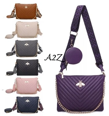A2ZUKFASHION Ladies Bee Adornment Crossbody Bag Coin Purse Shoulder Strap Gold Chain Handbag