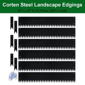 8-INCH Galvanized Steel Black Landscape Edgings Metal Garden Lawn Edging Borders - Picture 1 of 8