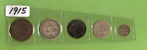 #C27. AUSTRALIAN PREDECIMAL COINS FOR 1915, HALFPENNY to FLORIN, WWI COINS - Imagen 1 de 2