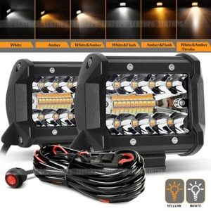 4" Inch LED Work Light Bar Combo Pods Driving + Wiring Kit Off-Road Tractor 4WD - Picture 1 of 12