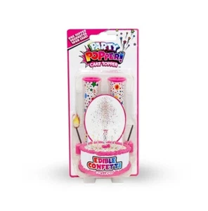 Best Party Ever Party Popper Cake Topper (Pink) 2-Pack 0.75 Inches Wide [B26] - Picture 1 of 6