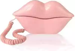 Festnetztelefone für Zuhause, TelPal schnurgebundenes Lippentelefon, Retro Telefon 01 - pink - Bild 1 von 2