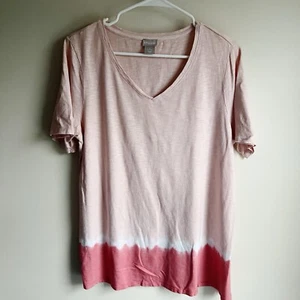 Chicos Pink Cotton Blend Slub Knit Ombre Blouse Size Large 2 - Picture 1 of 5