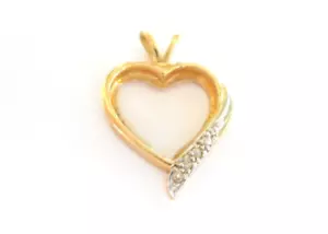 Vintage Solid 14k Diamonds Heart Pendant 1970's - Picture 1 of 6