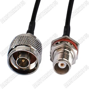 TNC female bulkhead O-ring to N male Antenna Extension Pigtail Cable RG174 15cm - Picture 1 of 3